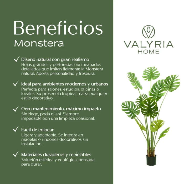 Monstera Artificial, Planta Artificial, Costilla de Adán Artificial
