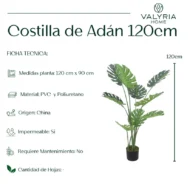 Monstera Artificial, Costilla de Adan Artificial, Planta Artificial