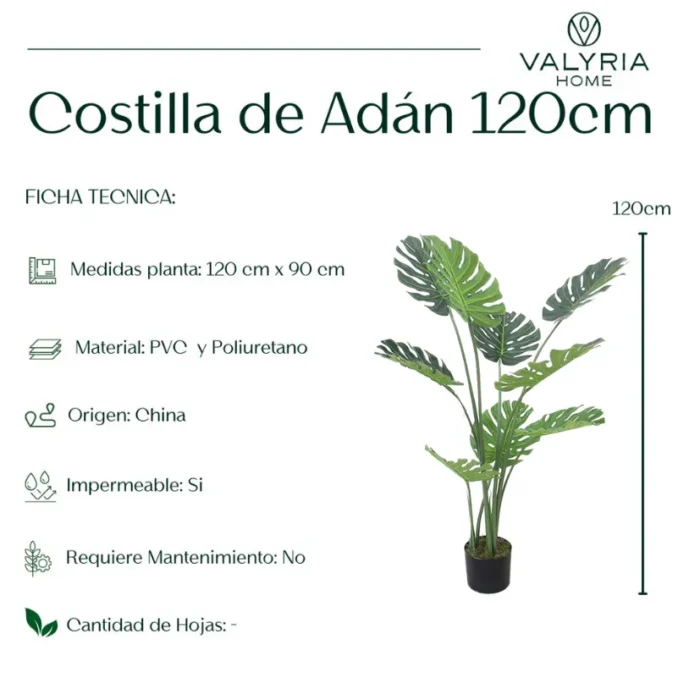 Monstera Artificial, Costilla de Adan Artificial, Planta Artificial
