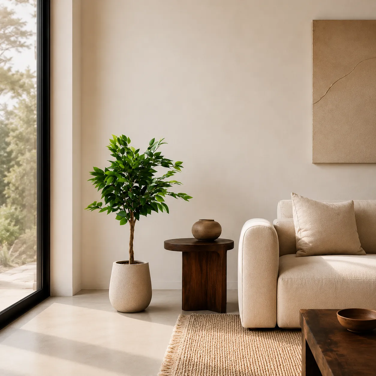 Ficus 105cm Ambiente moderno Cuadrada Ficus Artificial, Arbol Artificial, Planta artificial