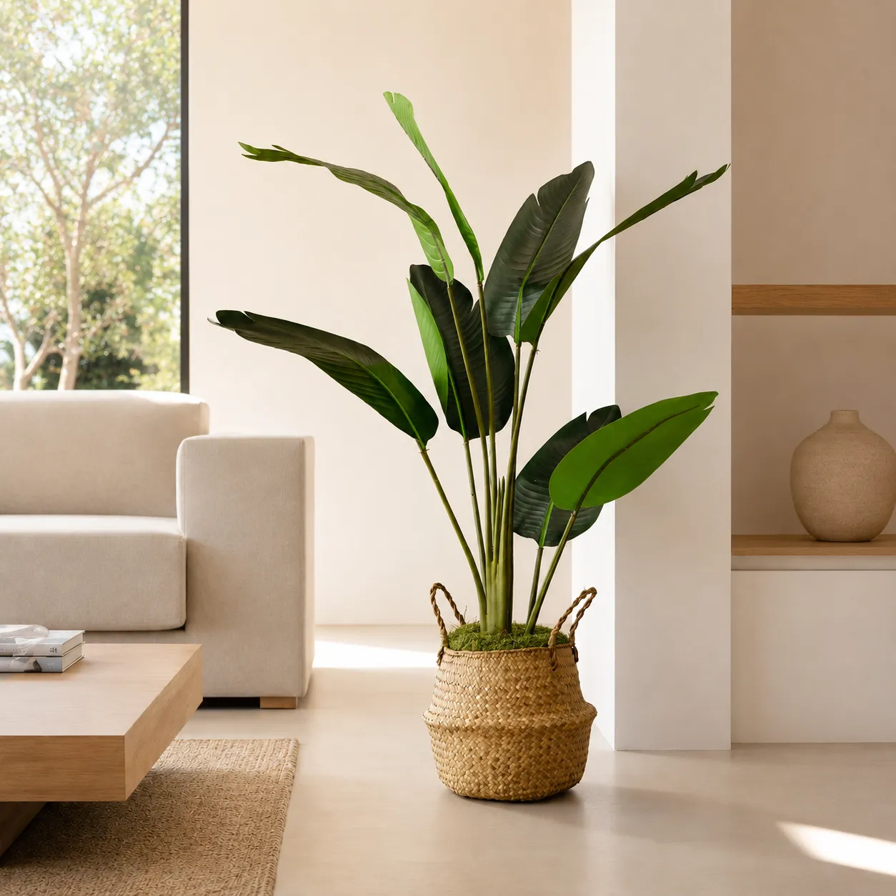 Ave 120 - Cesto - Musgo - Ambiente Moderno Ave del Paraíso Artificial. Strelitzia Artificial