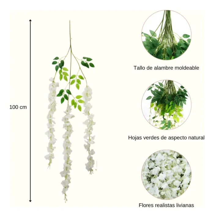 Glicina Artificial Blanca, Flor Artificial