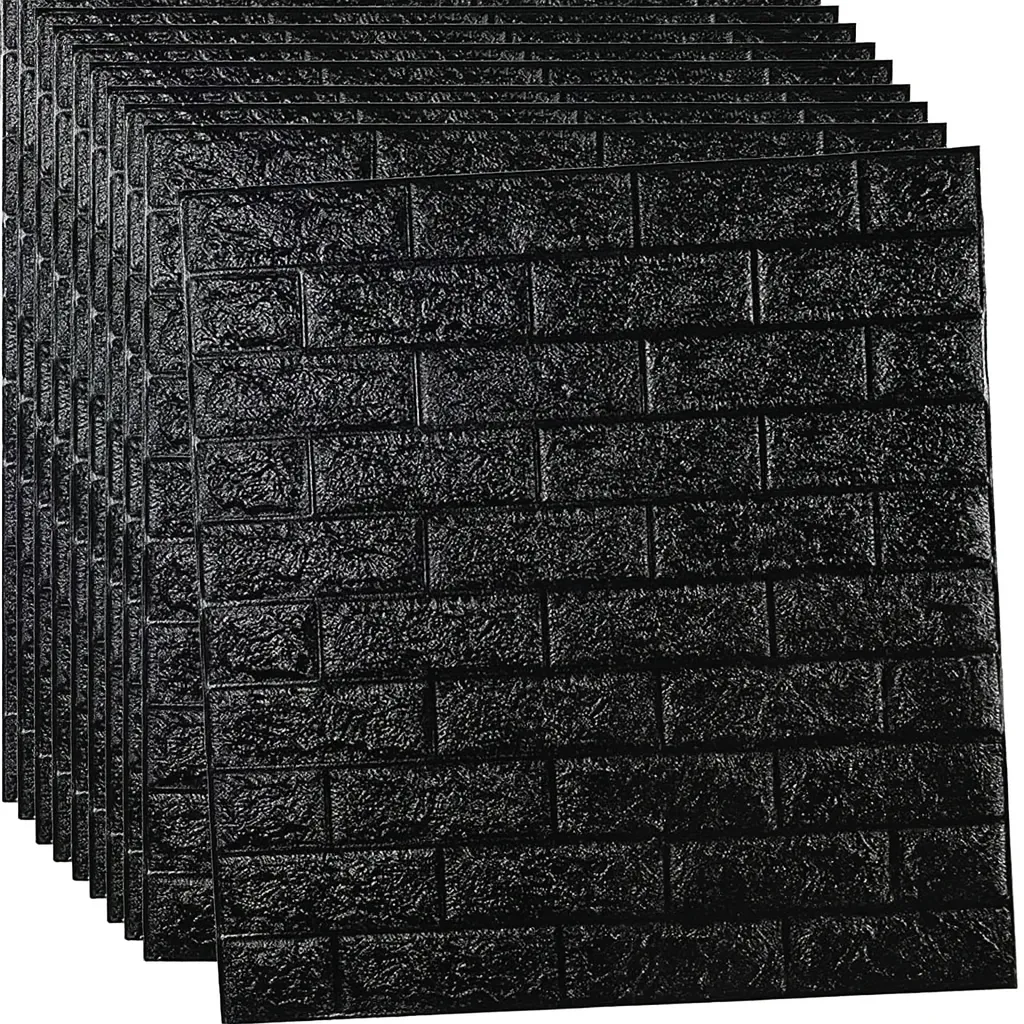 Pack Placas Negras 10 Paneles Autoadhesivos Negros 77x69 cm | Revestimiento Decorativo para Pared - Imagen 1