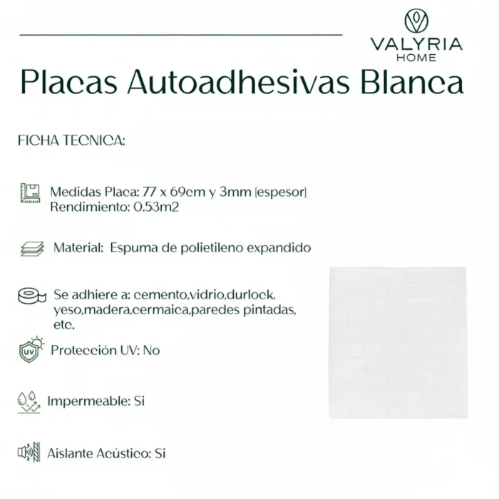 Placa Autoadhesiva Blanca, Panel Autoadhesiva