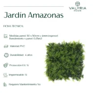 Jardín Vertical Artificial Amazonas - Pack 4 Paneles 50x50cm (1m²) - Imagen 8