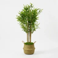 Planta Artificial Bambú 120cm + Cesto 27cm + Musgo - Imagen 2