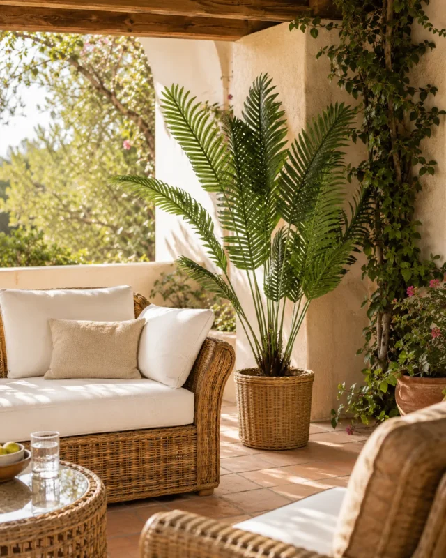 palmera areca artificial terraza cubierta