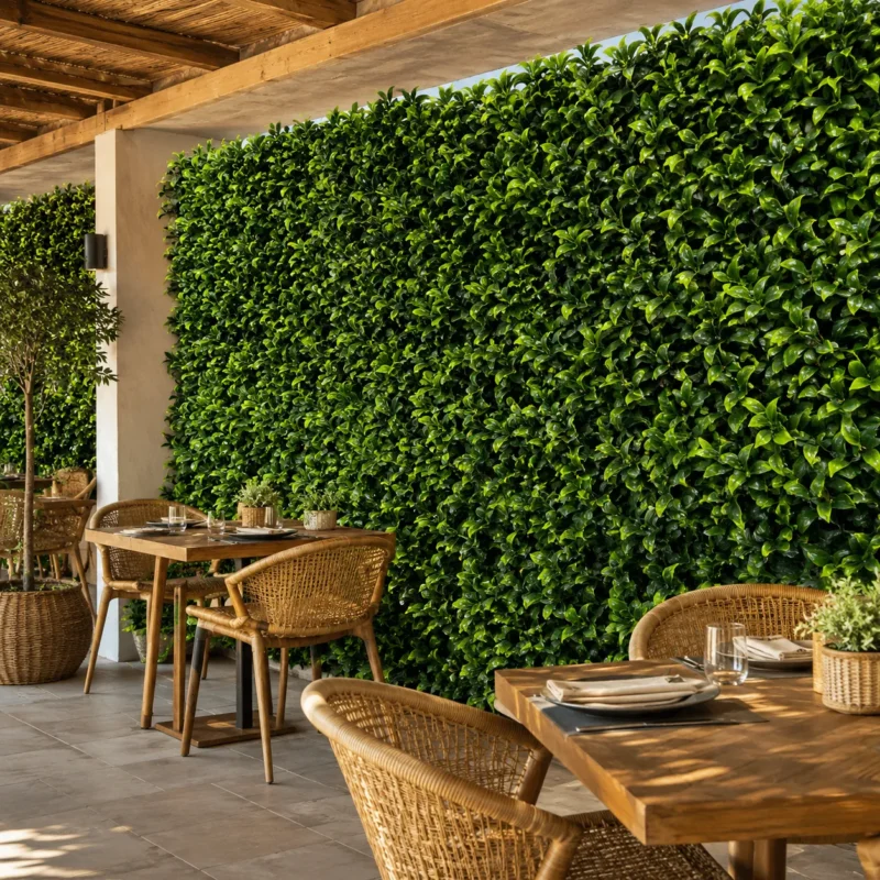 paneles jardín vertical artificial terraza exterior restaurante