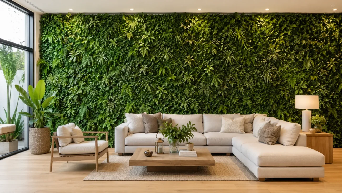 paneles jardín vertical artificial pared completa salón