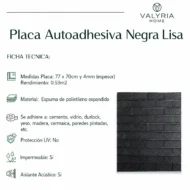 Placa Autoadhesiva Ladrillo Negro Liso, Paneles Autoadhesivos para Pared