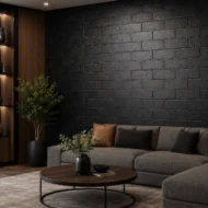 Placa Autoadhesiva Ladrillo Negro Liso, Paneles Autoadhesivos para Pared