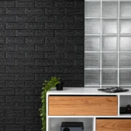 Placa Autoadhesiva Negra, Panel 3D para Pared